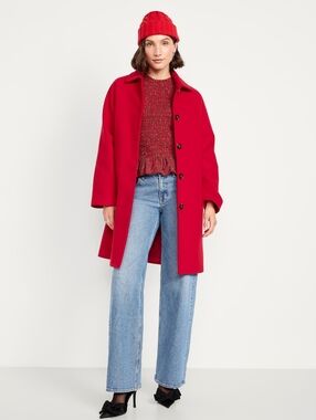 Old Navy Petite Relaxed Button Front Mac Coat